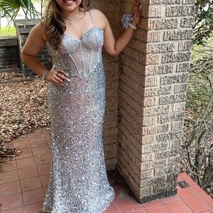 Stunning Silver Sequin Gown